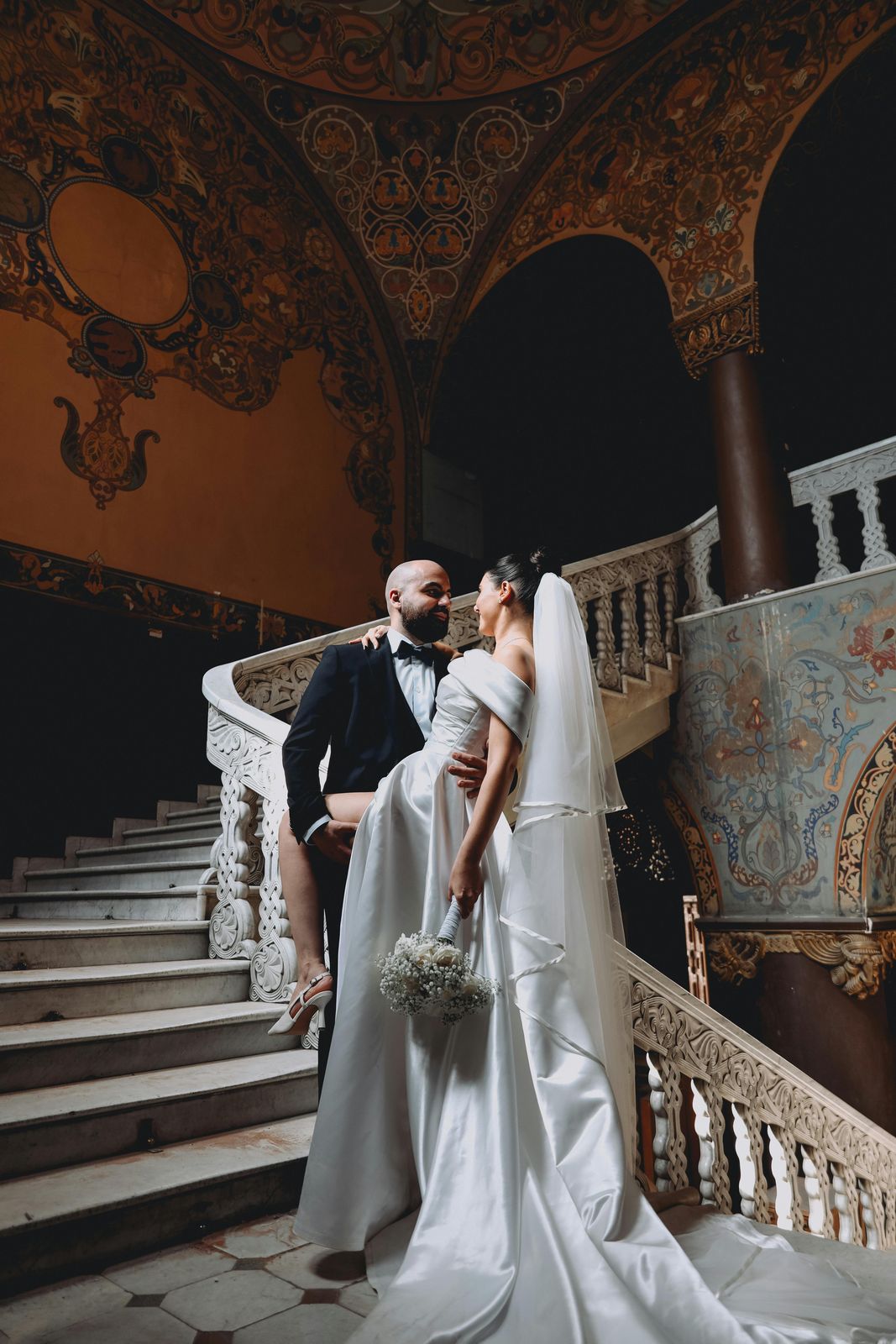 Jacob and Katherine on the stairs